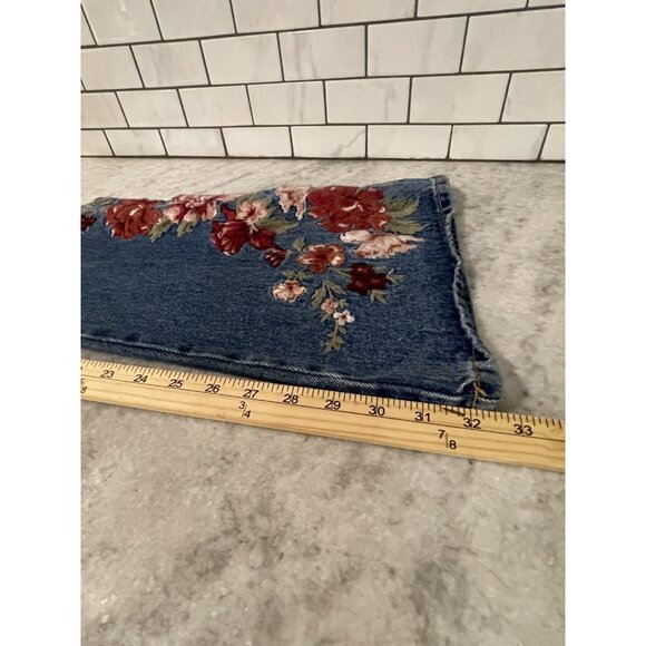 Free People Driftwood Jumpsuit Womens Medium NWT Embroidered Denim Wash Flared - Picture 9 of 10